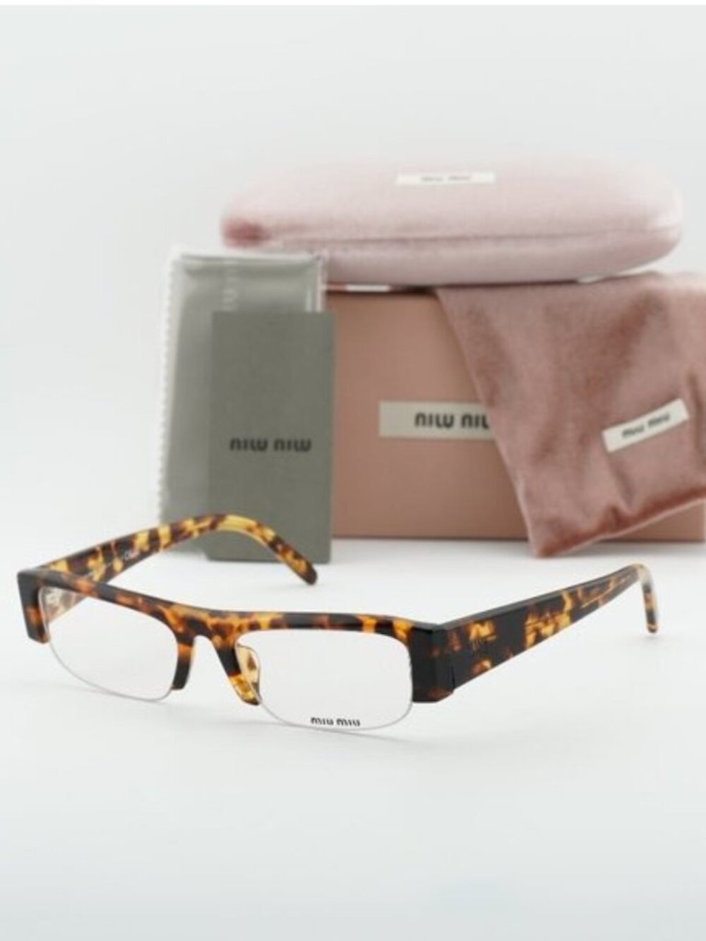 Miu Miu MUB07S 14L08N Rectangle Sunglasses – Havana/Blue-Violet Light Filter
